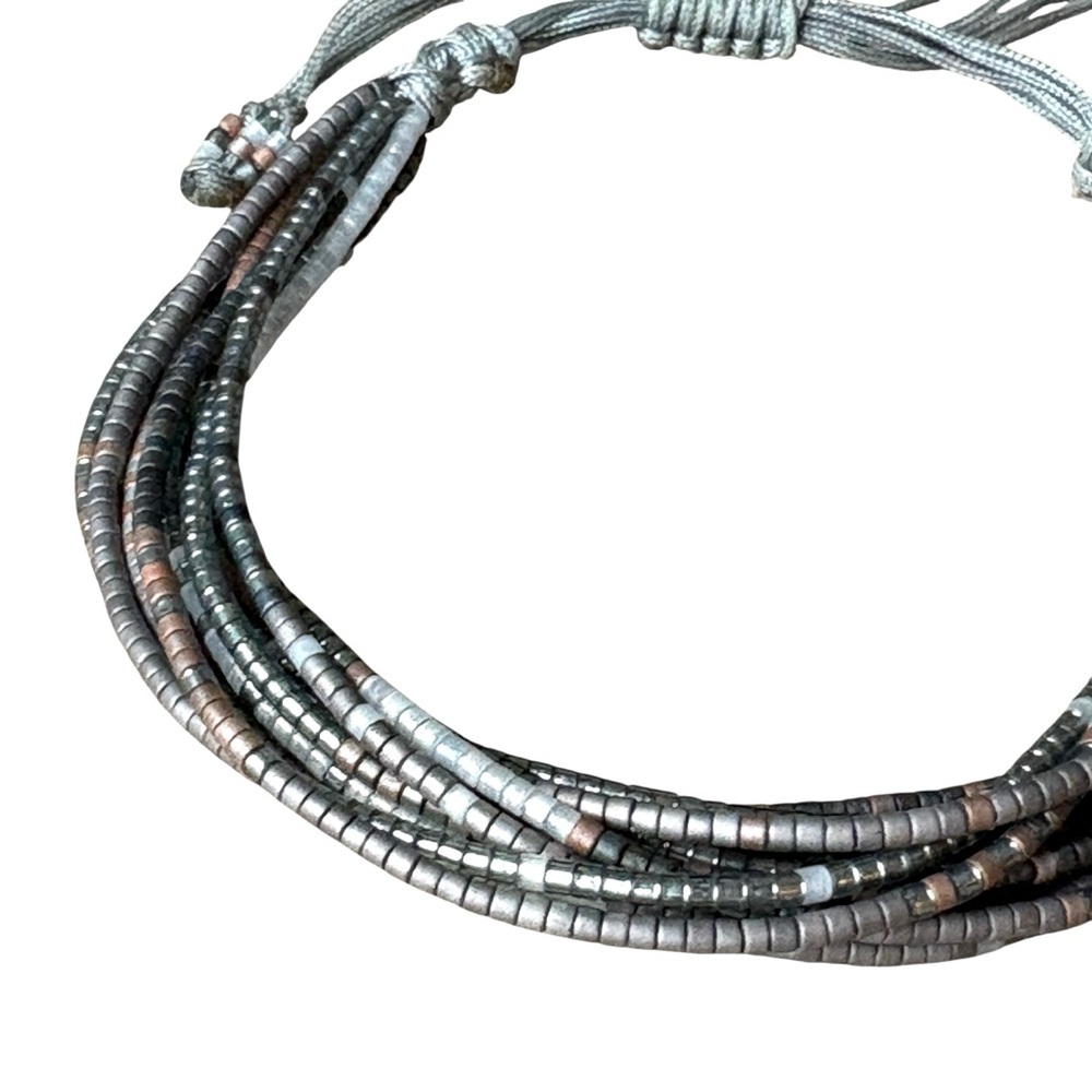 Chan Luu Grey Beads Multi Strand Braid Bracelets Boho Seed - Picture 6 of 7